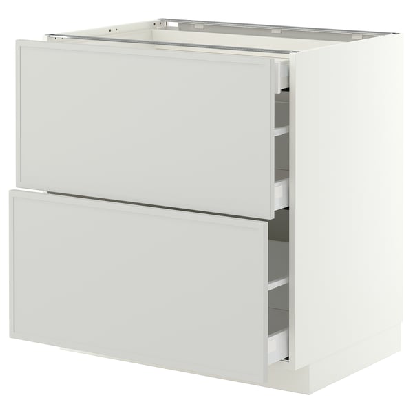 METOD / MAXIMERA Base cab with 2 fronts/3 drawers, white/Aspudden light grey, 80x60x80 cm