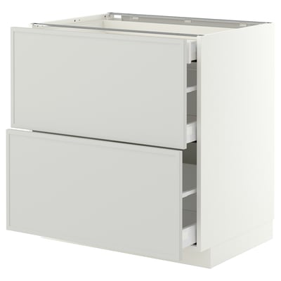 METOD / MAXIMERA Base cab with 2 fronts/3 drawers, white/Aspudden light grey, 80x60x80 cm