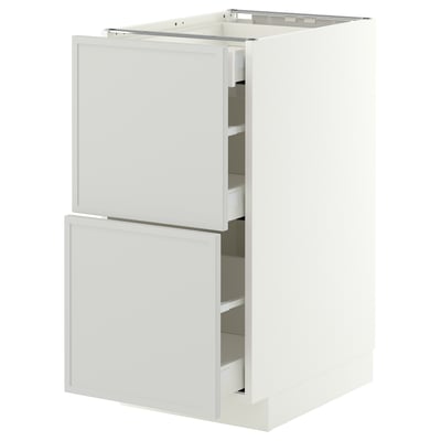 METOD / MAXIMERA Base cab with 2 fronts/3 drawers, white/Aspudden light grey, 40x60x80 cm