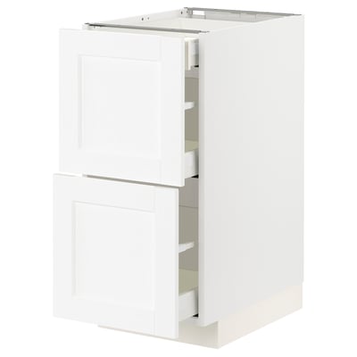 METOD / MAXIMERA Base cab with 2 fronts/3 drawers, white Enköping/white wood effect, 40x60x80 cm