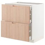 METOD / MAXIMERA Base cab with 2 fronts/3 drawers, white/Fröjered light bamboo, 80x60x80 cm