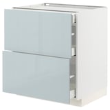 METOD / MAXIMERA Base cab with 2 fronts/3 drawers, white/Kallarp light grey-blue, 75x60x80 cm