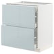 METOD / MAXIMERA Base cab with 2 fronts/3 drawers, white/Kallarp light grey-blue, 75x60x80 cm