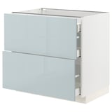 METOD / MAXIMERA Base cab with 2 fronts/3 drawers, white/Kallarp light grey-blue, 90x60x80 cm