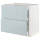 METOD / MAXIMERA Base cab with 2 fronts/3 drawers, white/Kallarp light grey-blue, 90x60x80 cm