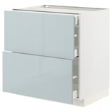 METOD / MAXIMERA Base cab with 2 fronts/3 drawers, white/Kallarp light grey-blue, 80x60x80 cm