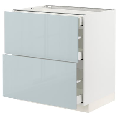 METOD / MAXIMERA Base cab with 2 fronts/3 drawers, white/Kallarp light grey-blue, 80x60x80 cm