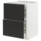 METOD / MAXIMERA Base cab with 2 fronts/3 drawers, white/Nickebo matt anthracite, 60x60x80 cm