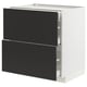 METOD / MAXIMERA Base cab with 2 fronts/3 drawers, white/Nickebo matt anthracite, 80x60x80 cm