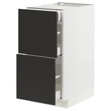 METOD / MAXIMERA Base cab with 2 fronts/3 drawers, white/Nickebo matt anthracite, 40x60x80 cm