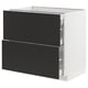 METOD / MAXIMERA Base cab with 2 fronts/3 drawers, white/Nickebo matt anthracite, 90x60x80 cm