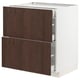 METOD / MAXIMERA Base cab with 2 fronts/3 drawers, white/Sinarp brown, 75x60x80 cm