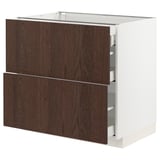 METOD / MAXIMERA Base cab with 2 fronts/3 drawers, white/Sinarp brown, 90x60x80 cm