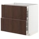 METOD / MAXIMERA Base cab with 2 fronts/3 drawers, white/Sinarp brown, 90x60x80 cm