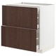 METOD / MAXIMERA Base cab with 2 fronts/3 drawers, white/Sinarp brown, 80x60x80 cm