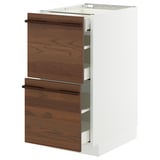 METOD / MAXIMERA Base cab with 2 fronts/3 drawers, white/Stensta dark brown ash veneer, 40x60x80 cm