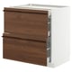 METOD / MAXIMERA Base cab with 2 fronts/3 drawers, white/Stensta dark brown ash veneer, 80x60x80 cm