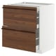 METOD / MAXIMERA Base cab with 2 fronts/3 drawers, white/Stensta dark brown ash veneer, 75x60x80 cm