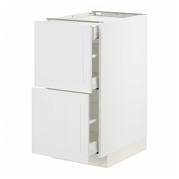 METOD / MAXIMERA Base cab with 2 fronts/3 drawers, white/Stensund white, 40x60x80 cm