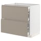 METOD / MAXIMERA Base cab with 2 fronts/3 drawers, white/Upplöv matt dark beige, 90x60x80 cm