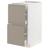 METOD / MAXIMERA Base cab with 2 fronts/3 drawers, white/Upplöv matt dark beige, 40x60x80 cm