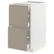 METOD / MAXIMERA Base cab with 2 fronts/3 drawers, white/Upplöv matt dark beige, 40x60x80 cm