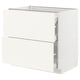 METOD / MAXIMERA Base cab with 2 fronts/3 drawers, white/Vallstena white, 90x60x80 cm