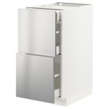 METOD / MAXIMERA Base cab with 2 fronts/3 drawers, white/Vårsta stainless steel, 40x60x80 cm