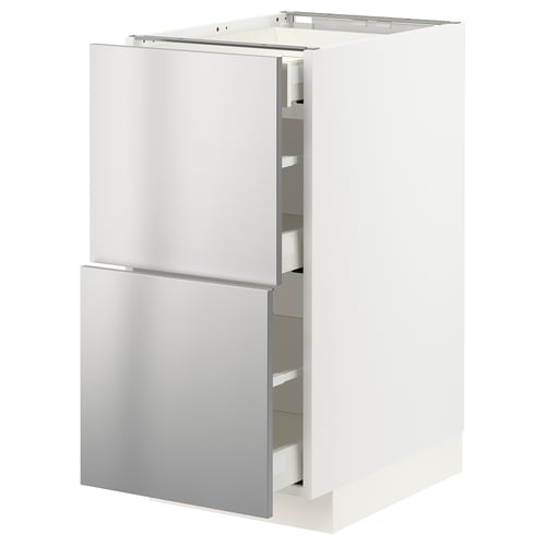Modern kitchen unit, stainless steel, sleek design, full-extension drawers.