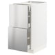 METOD / MAXIMERA Base cab with 2 fronts/3 drawers, white/Vårsta stainless steel, 40x60x80 cm