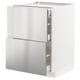 METOD / MAXIMERA Base cab with 2 fronts/3 drawers, white/Vårsta stainless steel, 60x60x80 cm