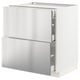 METOD / MAXIMERA Base cab with 2 fronts/3 drawers, white/Vårsta stainless steel, 75x60x80 cm