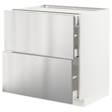 METOD / MAXIMERA Base cab with 2 fronts/3 drawers, white/Vårsta stainless steel, 80x60x80 cm