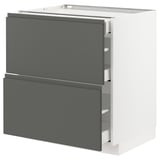 METOD / MAXIMERA Base cab with 2 fronts/3 drawers, white/Voxtorp dark grey, 75x60x80 cm