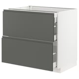 METOD / MAXIMERA Base cab with 2 fronts/3 drawers, white/Voxtorp dark grey, 90x60x80 cm
