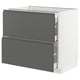 METOD / MAXIMERA Base cab with 2 fronts/3 drawers, white/Voxtorp dark grey, 90x60x80 cm