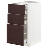 METOD / MAXIMERA Base cabinet w 3 fronts/4 drawers, white Askersund/dark brown ash effect, 40x60x80 cm