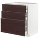 METOD / MAXIMERA Base cabinet w 3 fronts/4 drawers, white Askersund/dark brown ash effect, 80x60x80 cm