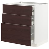 METOD / MAXIMERA Base cabinet w 3 fronts/4 drawers, white Askersund/dark brown ash effect, 75x60x80 cm