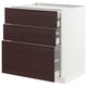 METOD / MAXIMERA Base cabinet w 3 fronts/4 drawers, white Askersund/dark brown ash effect, 75x60x80 cm
