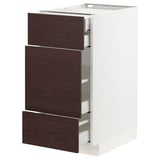 METOD / MAXIMERA Base cabinet w 3 fronts/4 drawers, white Askersund/dark brown ash effect, 40x60x80 cm