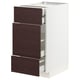 METOD / MAXIMERA Base cabinet w 3 fronts/4 drawers, white Askersund/dark brown ash effect, 40x60x80 cm