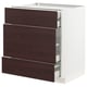 Ite METOD kitchen unit, white & dark brown wood, 3 drawers, square shape.