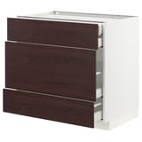 METOD / MAXIMERA Base cabinet w 3 fronts/4 drawers, white Askersund/dark brown ash effect, 90x60x80 cm