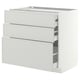 METOD / MAXIMERA Base cabinet w 3 fronts/4 drawers, white/Aspudden light grey, 90x60x80 cm