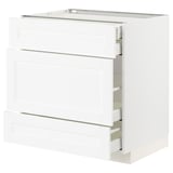METOD / MAXIMERA Base cabinet w 3 fronts/4 drawers, white Enköping/white wood effect, 80x60x80 cm