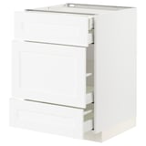 METOD / MAXIMERA Base cabinet w 3 fronts/4 drawers, white Enköping/white wood effect, 60x60x80 cm