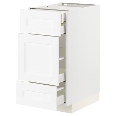 METOD / MAXIMERA Base cabinet w 3 fronts/4 drawers, white Enköping/white wood effect, 40x60x80 cm