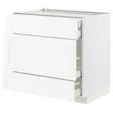 METOD / MAXIMERA Base cabinet w 3 fronts/4 drawers, white Enköping/white wood effect, 90x60x80 cm