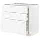 METOD / MAXIMERA Base cabinet w 3 fronts/4 drawers, white Enköping/white wood effect, 90x60x80 cm
